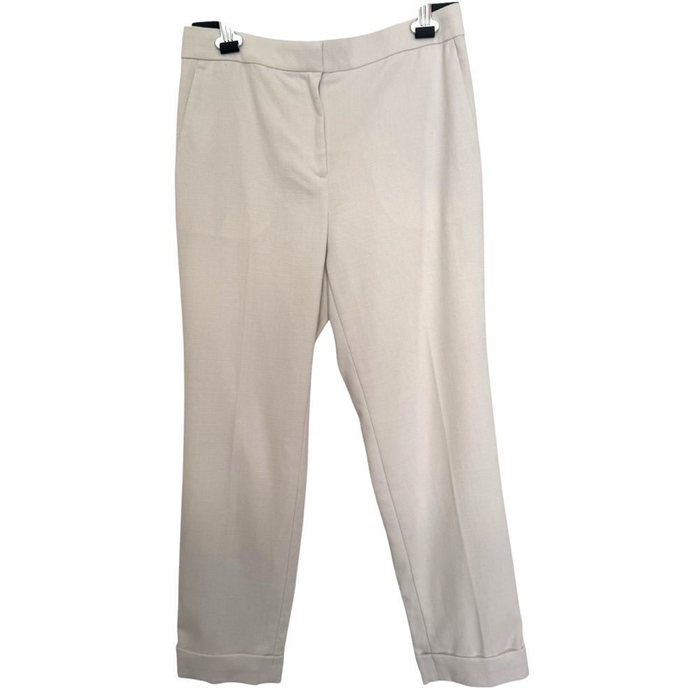 Ann Taylor Womens Size 4 Petite Straight Ankle Ivory Dress Pants Trousers Career